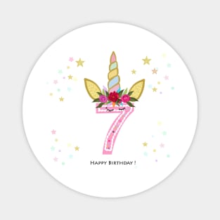 Seventh birthday. Seven. Unicorn birthday invitation. Party invitation greeting card Magnet